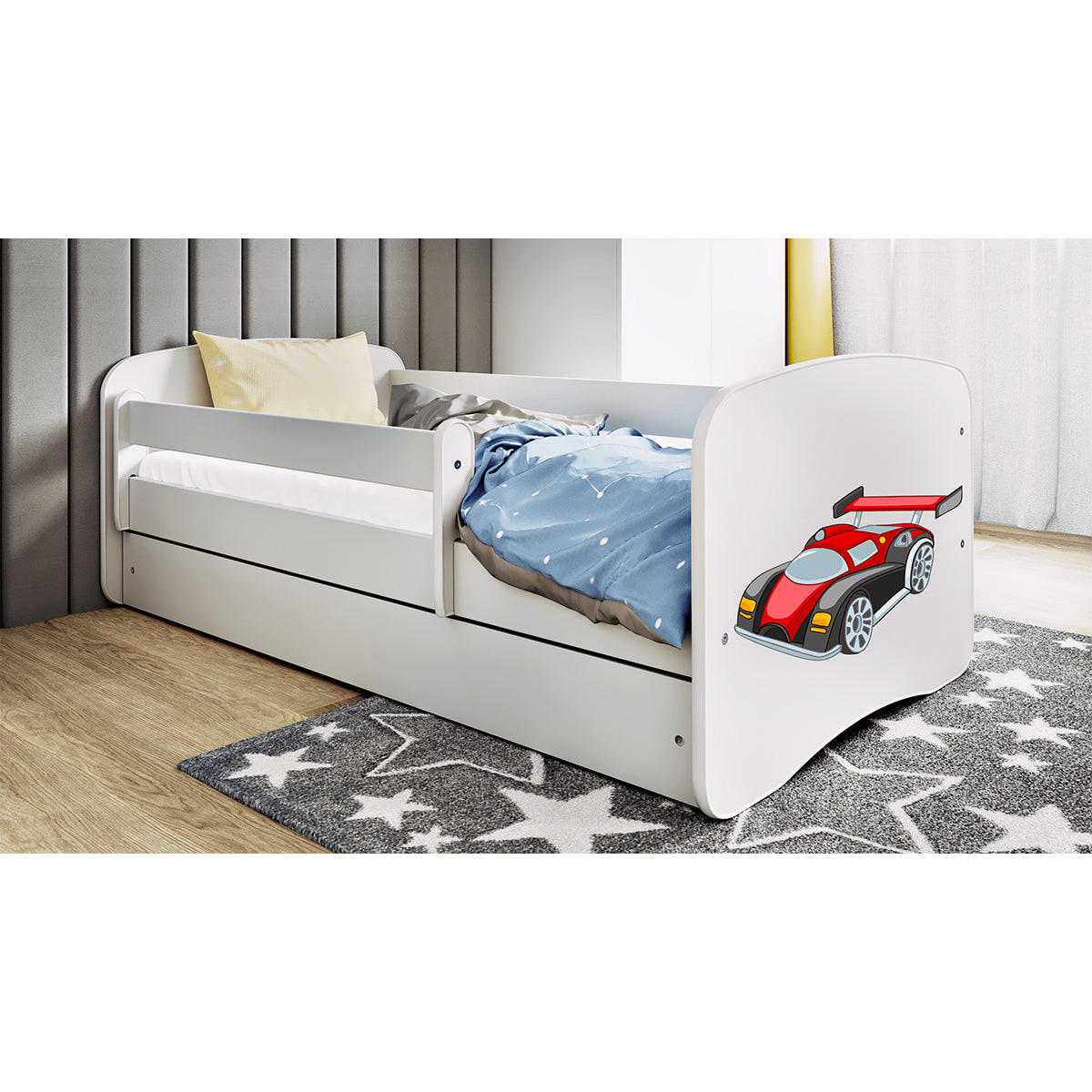OTROŠKA POSTELJA 80/180 Bela - bela/češnjevo rdeča, leseni material (80/180cm) - Petits-meubles