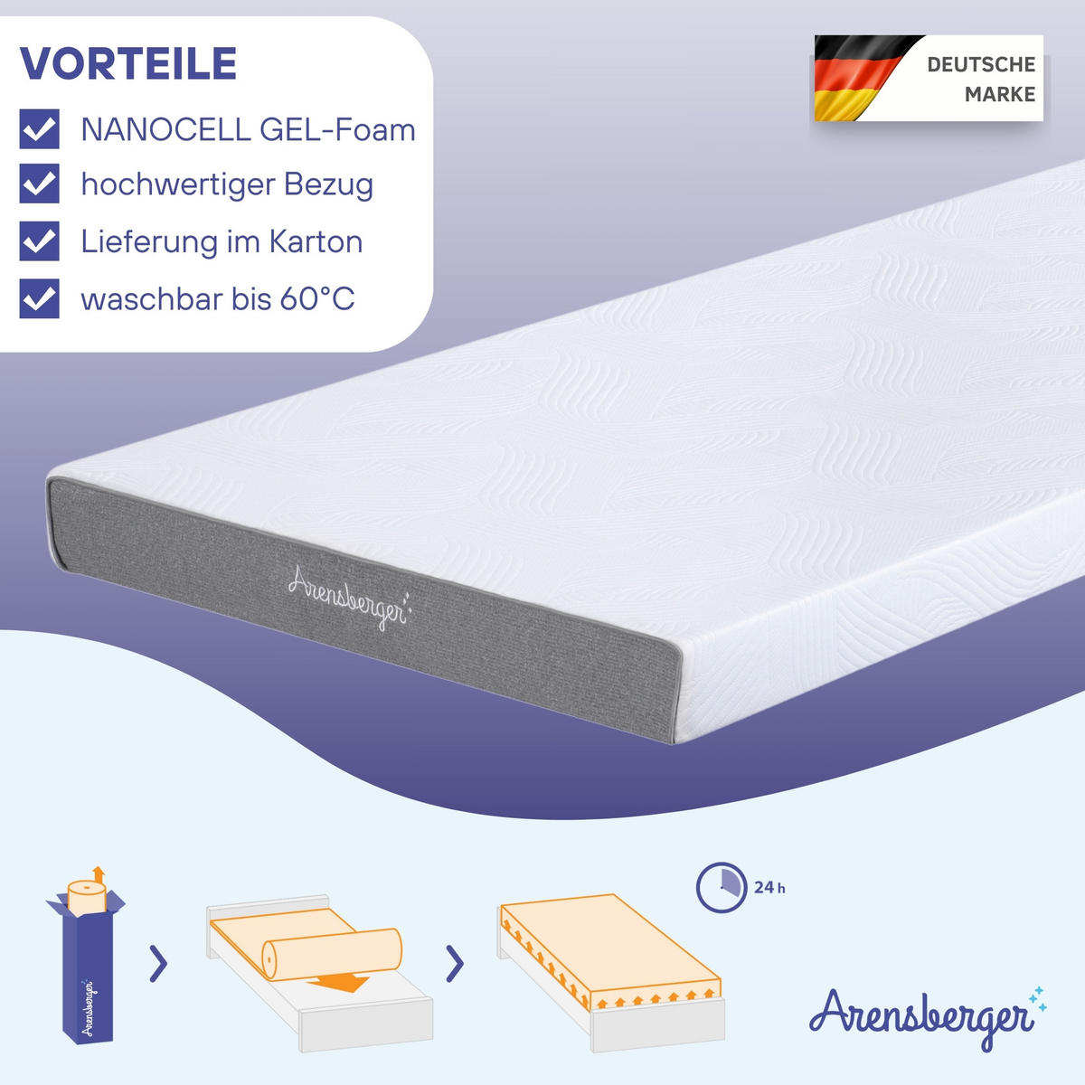 GEL-MATRATZE LINA, Höhe 11cm, 140x200cm - Weiß, Textil (140/200cm) - Arensberger