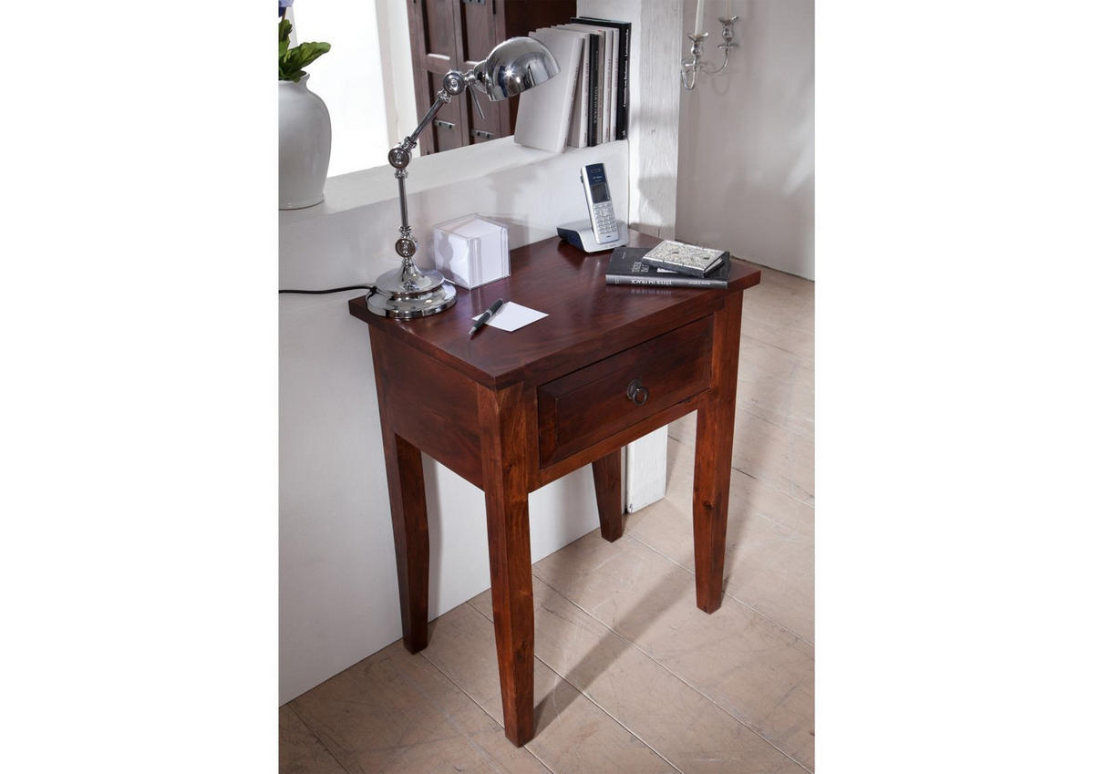 BEISTELLTISCH Akazie 60x40x75 nougat lackiert OXFORD #907 - Dunkelbraun, Holz (40/60/75cm) - Massivmoebel24