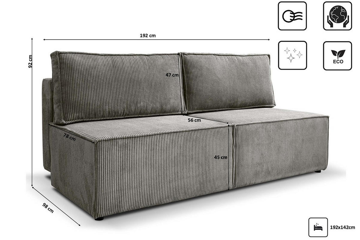 SCHLAFSOFA Mit Bettzeugfach COMPI Silber - Silberfarben, Holz/Textil (192/92/98cm) - Kaiser Möbel