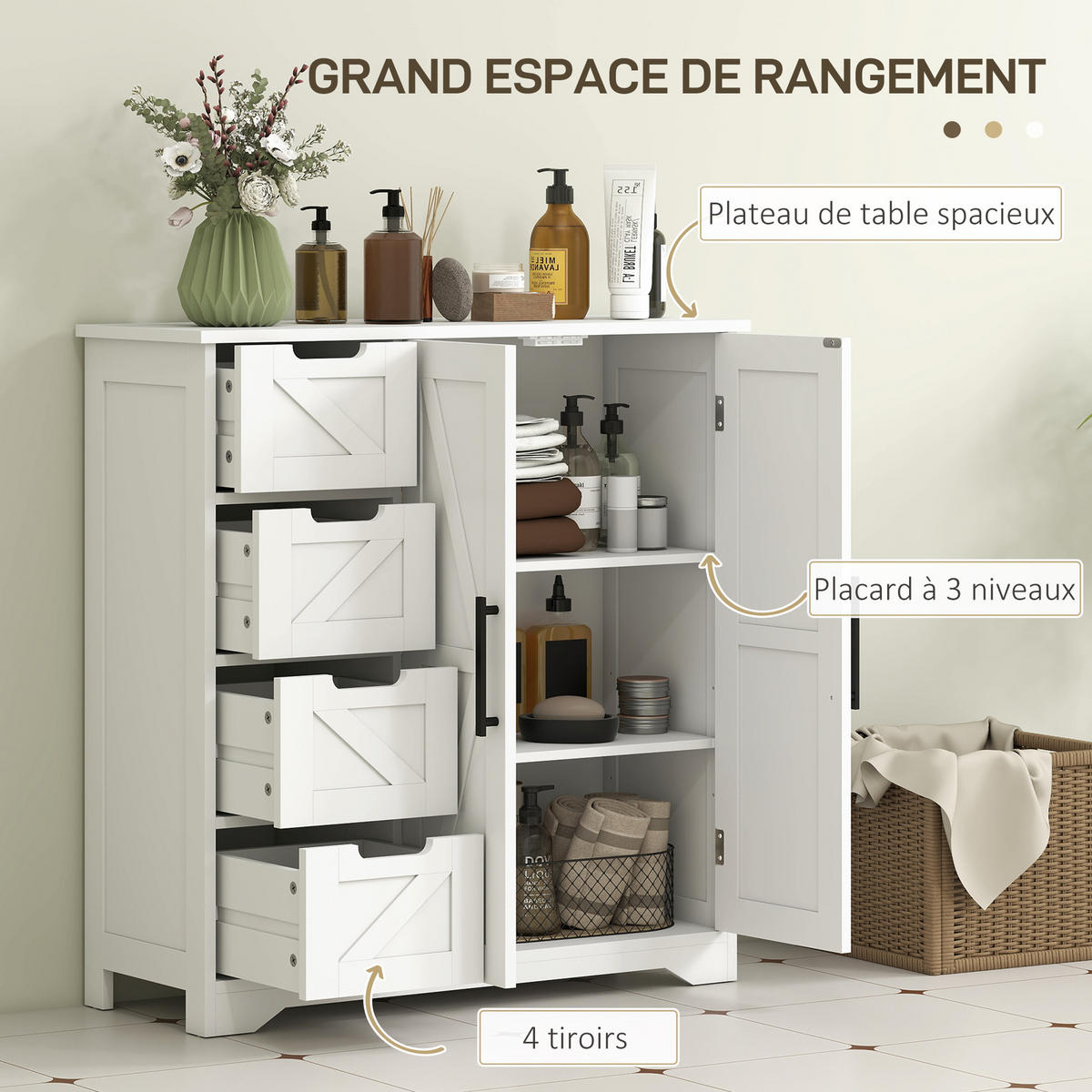 BADSCHRANK Weiß 81,2/30/83,8 cm - Weiß, Holzwerkstoff (81.2/83.8/30cm) - PANGIVO