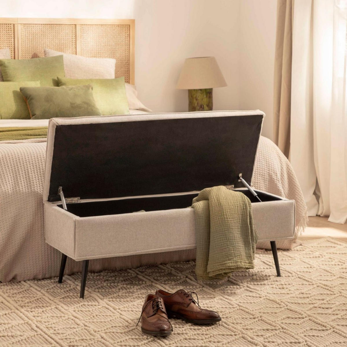 BANK Sanna Beige 109 cm x 43 cm - Beige, Textil (109/43/41cm)