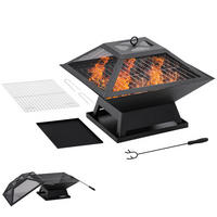 FEUERSCHALE DE-10420 mit Funkenschutz & Schürhaken Schwarz - Schwarz, Metall (45/34/45cm) - ComfortXL