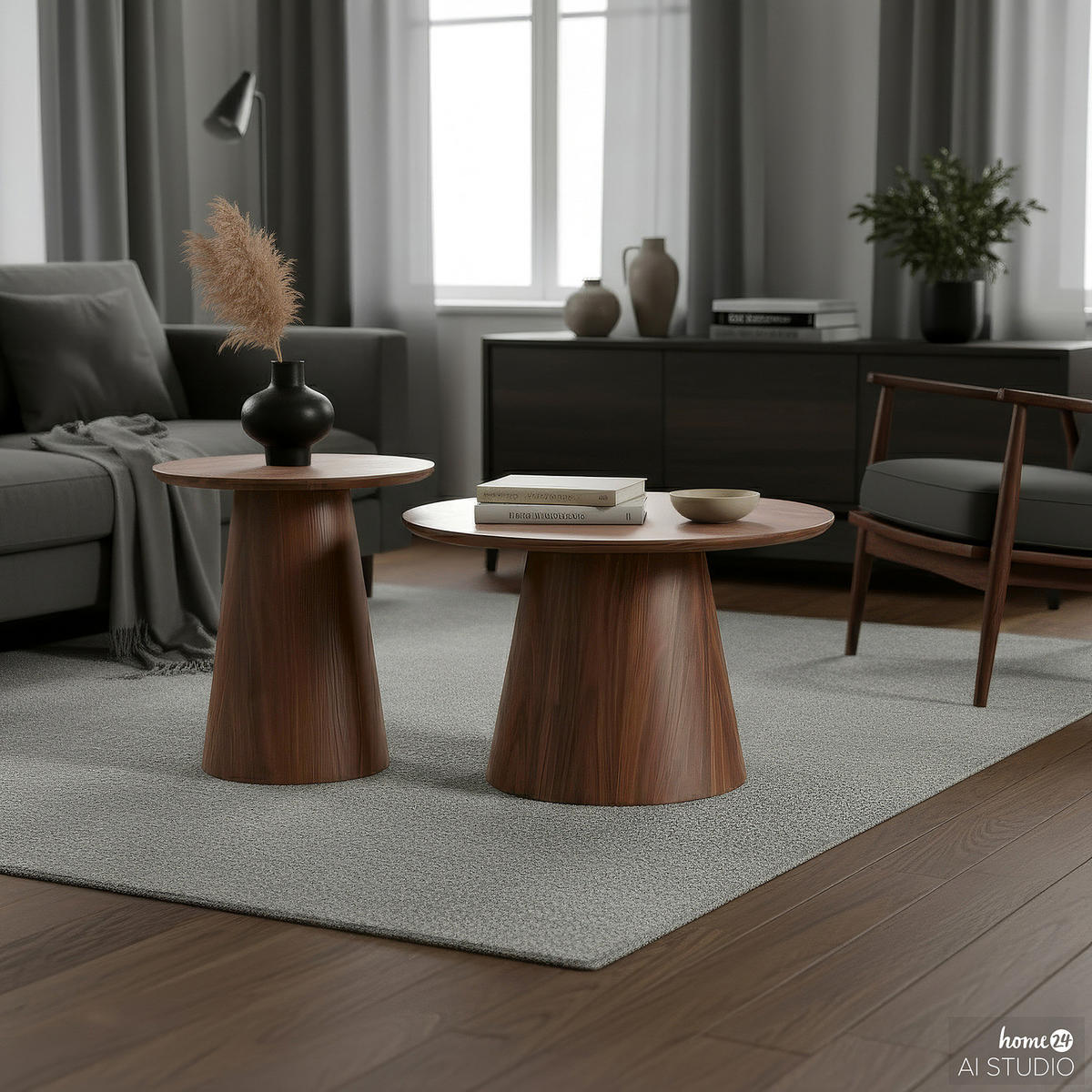 COUCHTISCH-SET - 2-teilig - Eichefarben, Holzwerkstoff (60/60/37cm) - home24