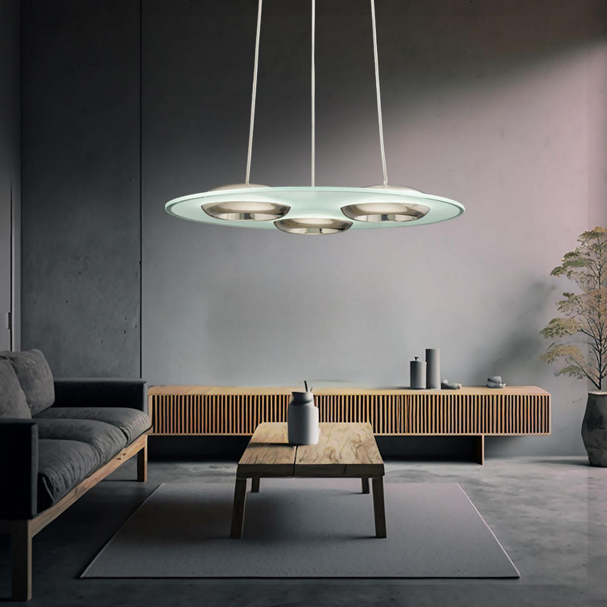 LED HÄNGELEUCHTE BOOTES Silber Glas - Silberfarben, Glas (48/48/110cm)