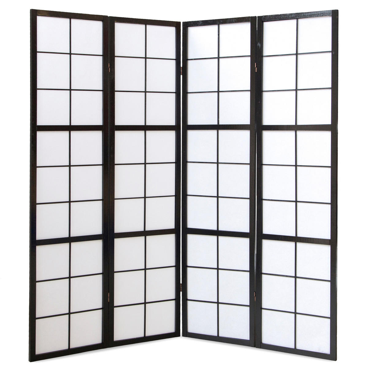 PARAVENT 4-tlg. 176/175 cm Schwarz Shoji - Schwarz, Holz (176/175/2cm) - Homestyle4u