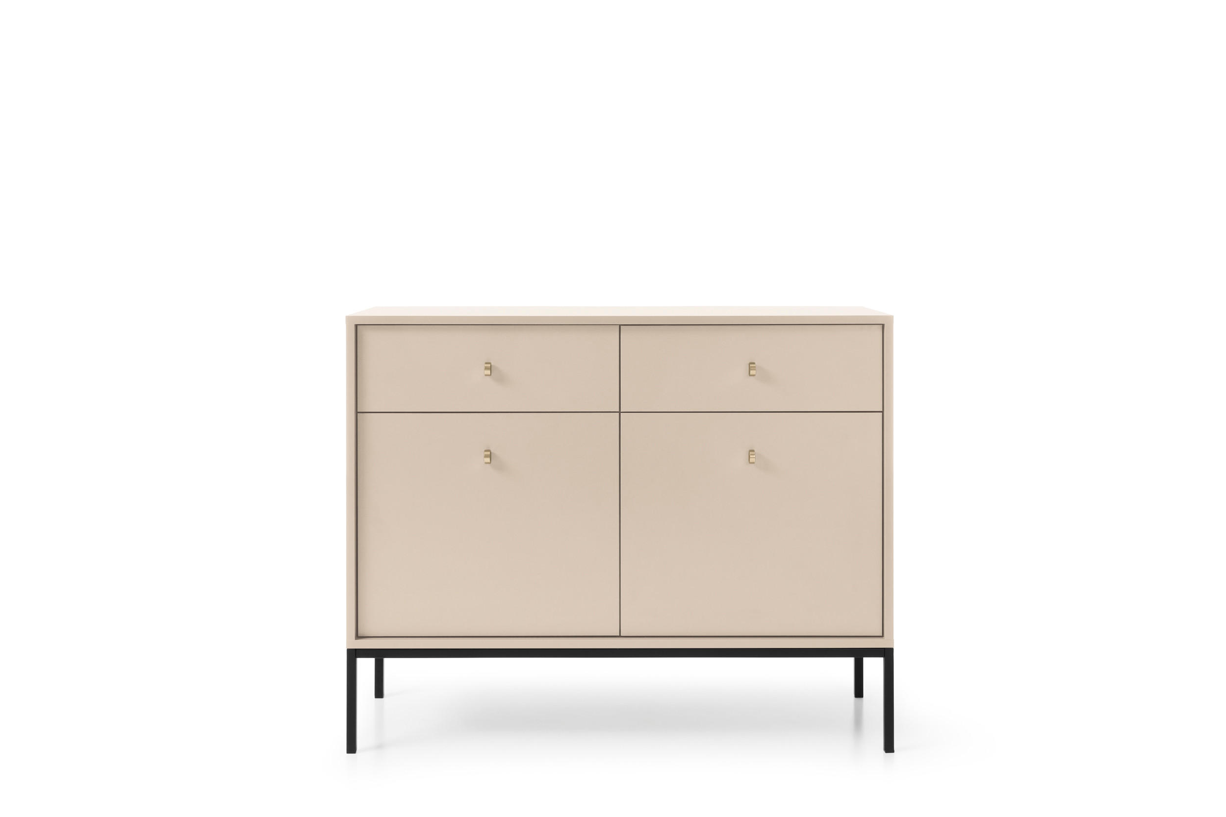 KOMMODE Molly Beige, Schwarze Beine, Kombikommode - Beige/Schwarz, Holzwerkstoff/Metall (104/83/39cm) - Bettso