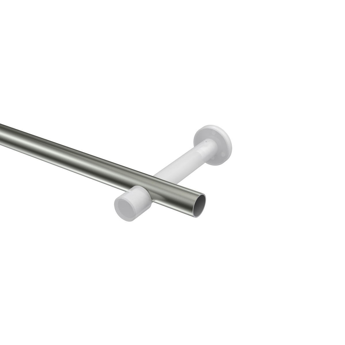 GARDINENSTANGEN-SET Prestige Zoena 260 cm (geteilt in 2 x 130 cm), 1-läufig (ohne Ringe), 20 mm Ø Edelstahl-Optik - Edelstahlfarben, Metall (260cm) - INTERDECO