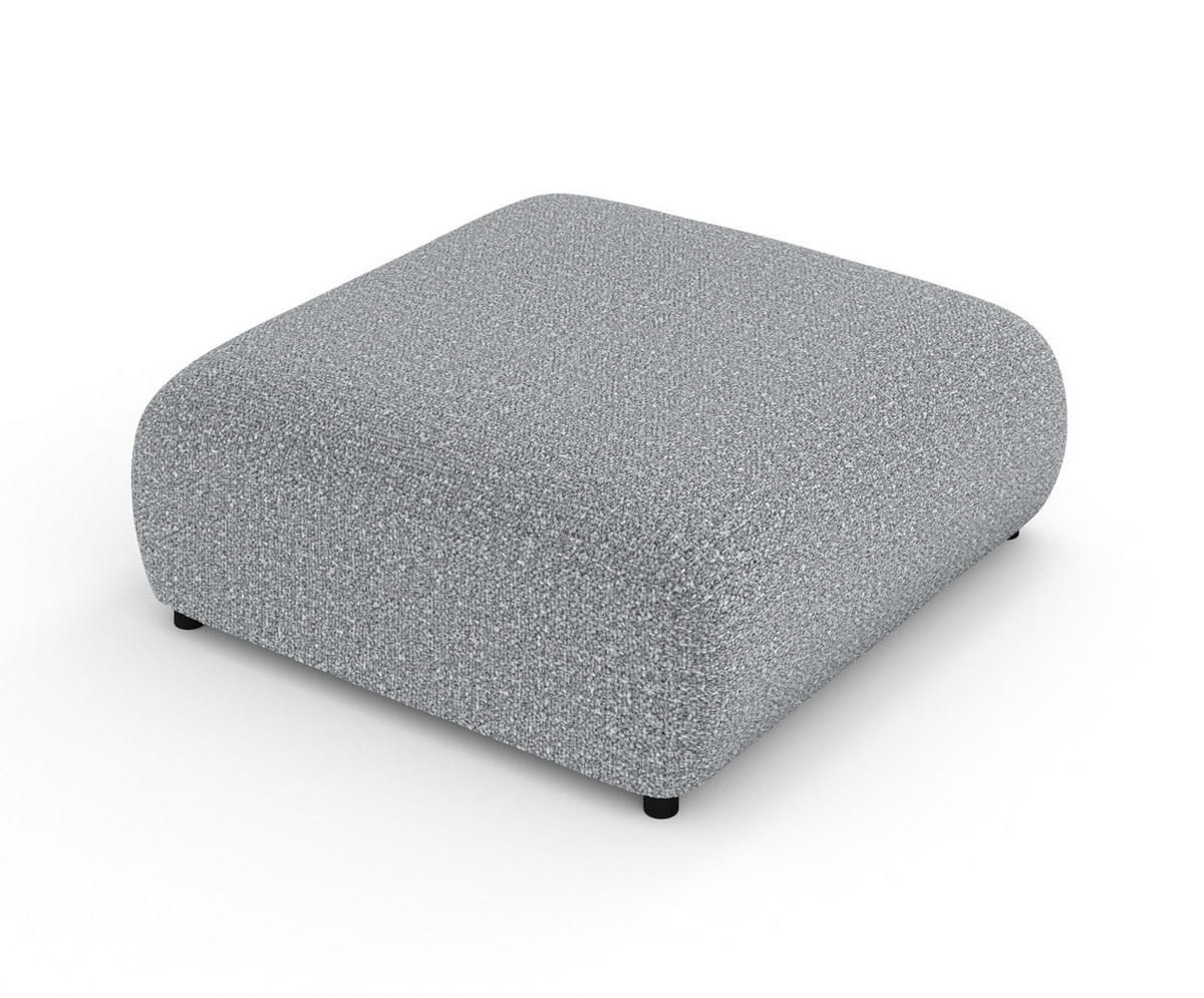 POUF L Zanzibar Grau Plüschstoff - Schwarz/Grau, Holz/Holzwerkstoff (110/37/110cm) - Maison de Reve