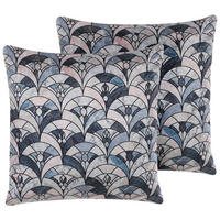 DEKOKISSEN 2er-Set Dunkelblau 45/45 cm Koodal - Multicolor/Dunkelblau, Naturmaterialien/Textil (45/45cm) - Beliani
