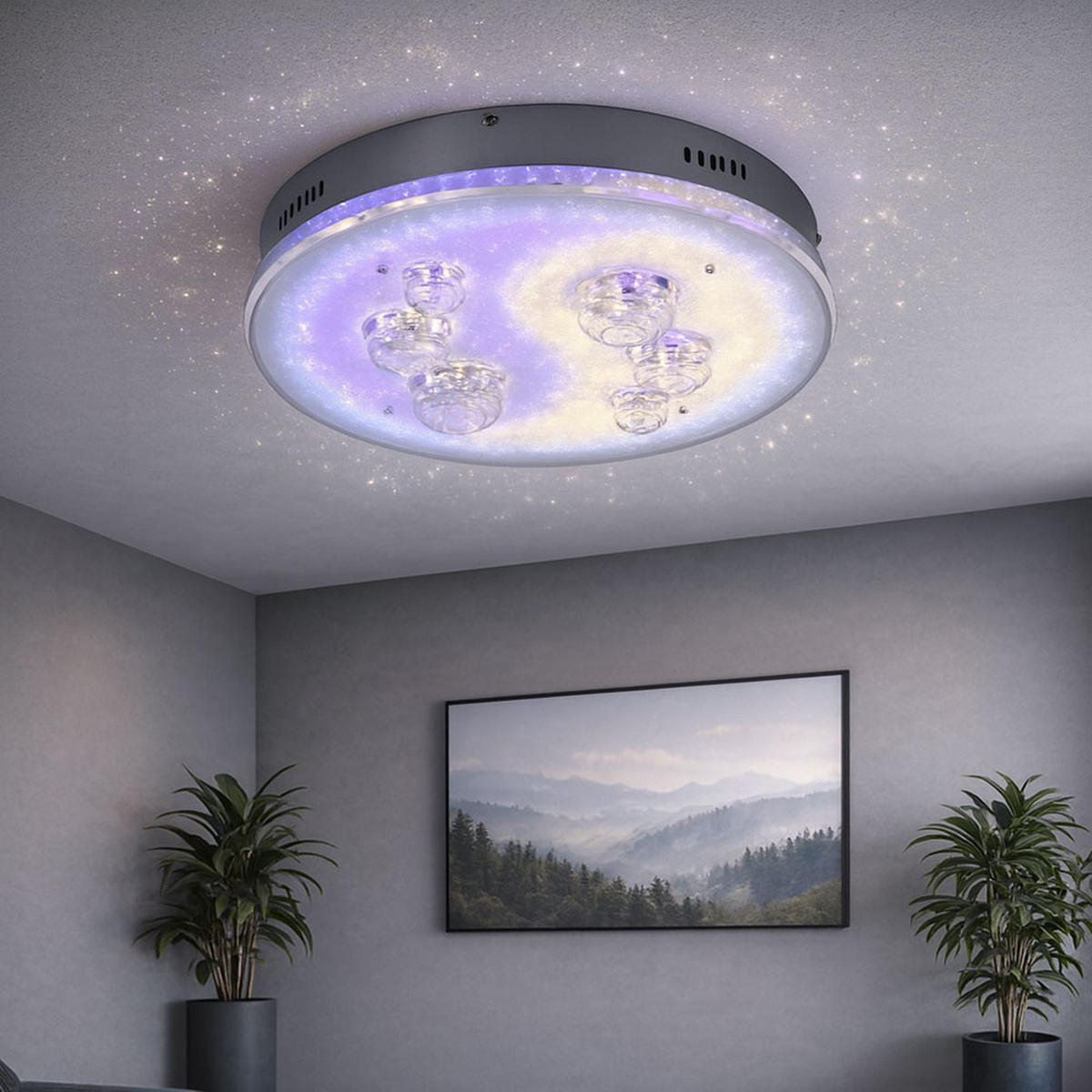 LED DECKENLEUCHTE Metall Silber - Silberfarben, Metall (43/43/12cm) - Globo Lighting