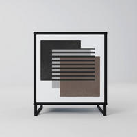 SIDEBOARD SHADOW SYNCHRONY, Schwarz, 57,5x42x67,5 cm, Schwarze Metall-Rahmenfüße - Multicolor/Schwarz, Holzwerkstoff/Metall (57.5/67.5/42cm) - SpaceRebels