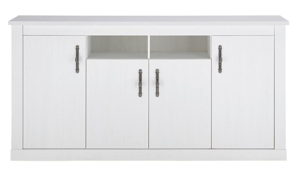 SIDEBOARD weiß Pinie Landhaus, Kommode 201 cm, Soft-Close-Funktion - Weiß, Holzwerkstoff/Kunststoff (200/104/45cm) - Furn.Design