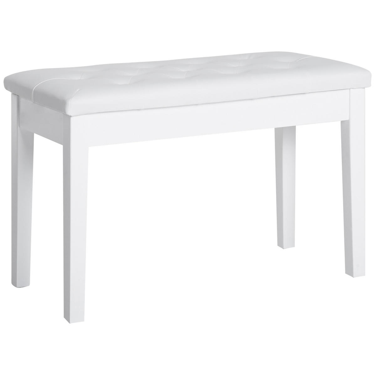 KLAVIERBANK Mit Stauraum DE-07185 für 2 Personen, Kunstleder Weiß - Weiß, Holz (36/50/76cm) - ComfortXL
