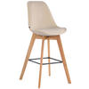 BARHOCKER Samt creme - Eukalyptusholzfarben/Creme, Holz/Textil (48/112/56cm) - CLP