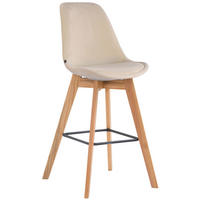 BARHOCKER Samt creme - Eukalyptusholzfarben/Creme, Holz/Textil (48/112/56cm) - CLP