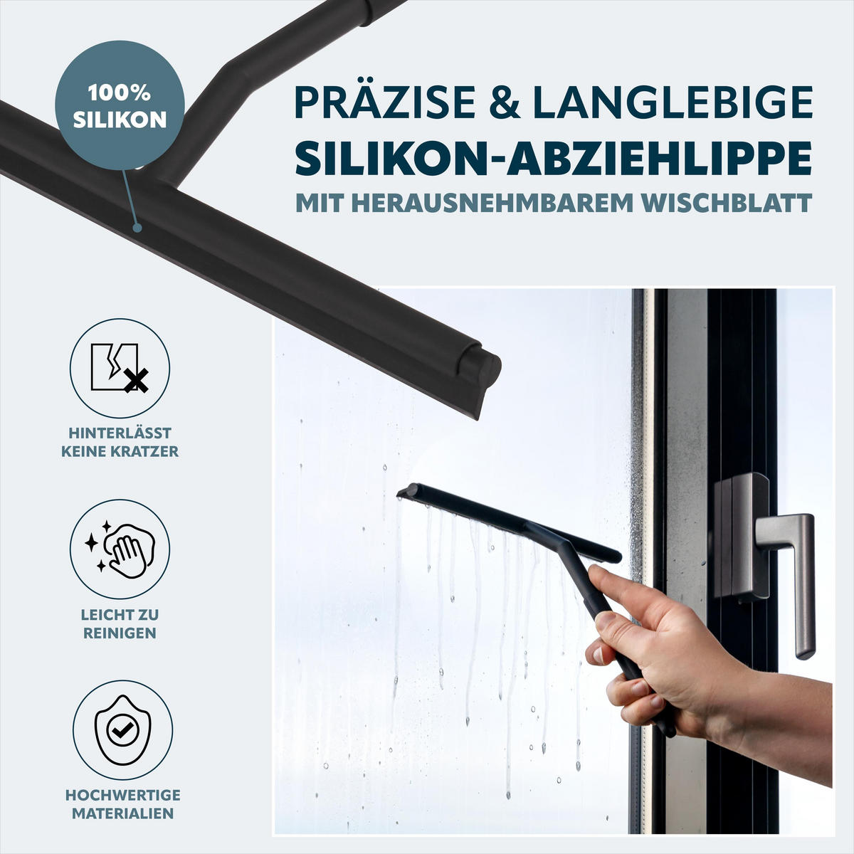 DUSCHABZIEHER 3er-Set, schwarz - Schwarz, Metall (26/20/2cm) - bremermann