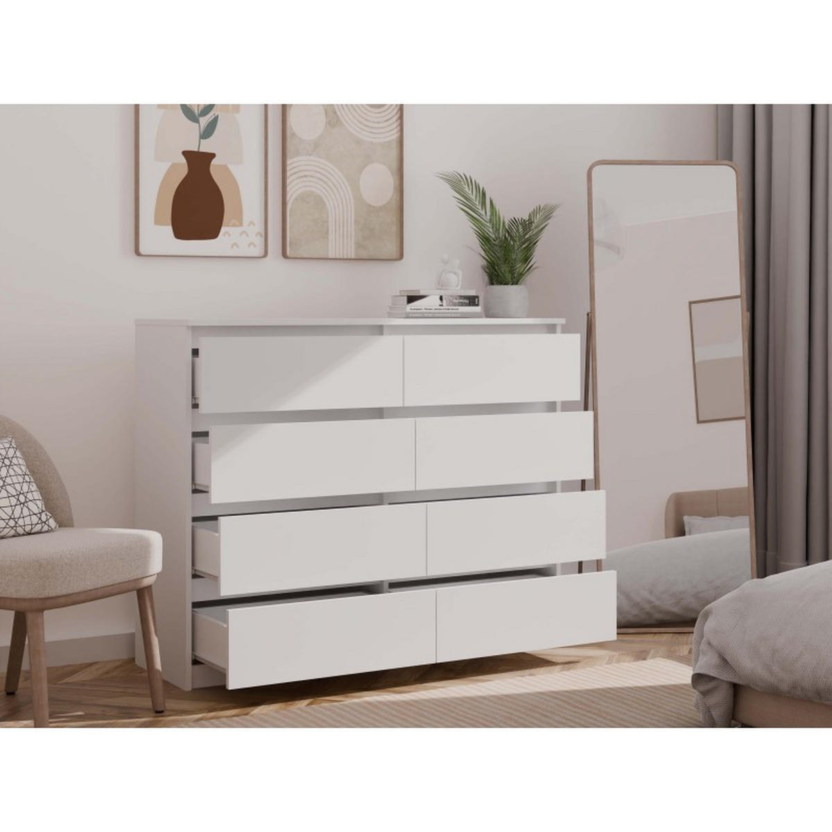 KOMMODE Weiß 120/97/40 - Weiß, Holzwerkstoff (120/97/40cm) - RAUMHIRSCH FURNITURE