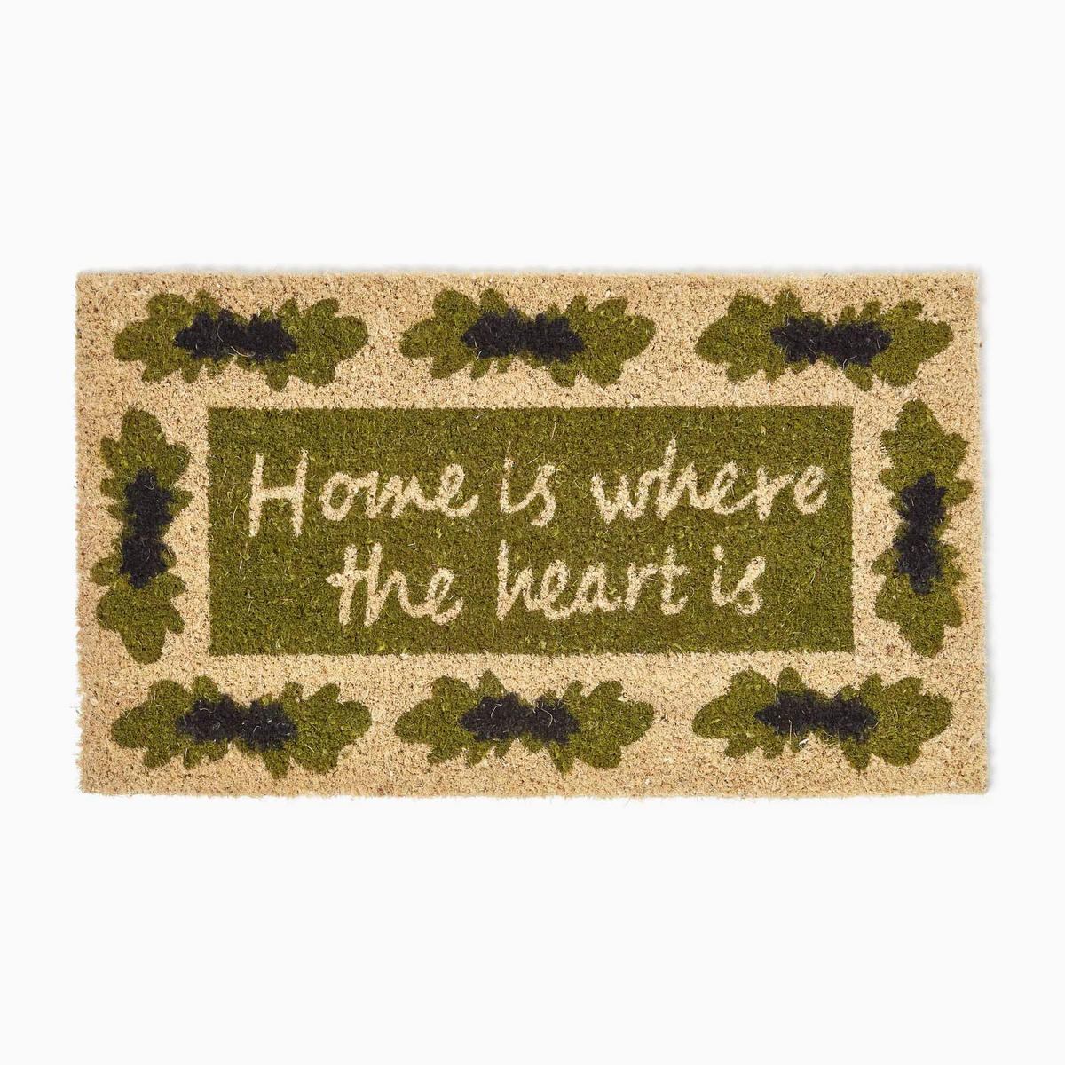FUSSMATTE Home is where the heart is, Kokosfaser 40/70 cm - Grün, Naturmaterialien (40/70cm) - Homescapes