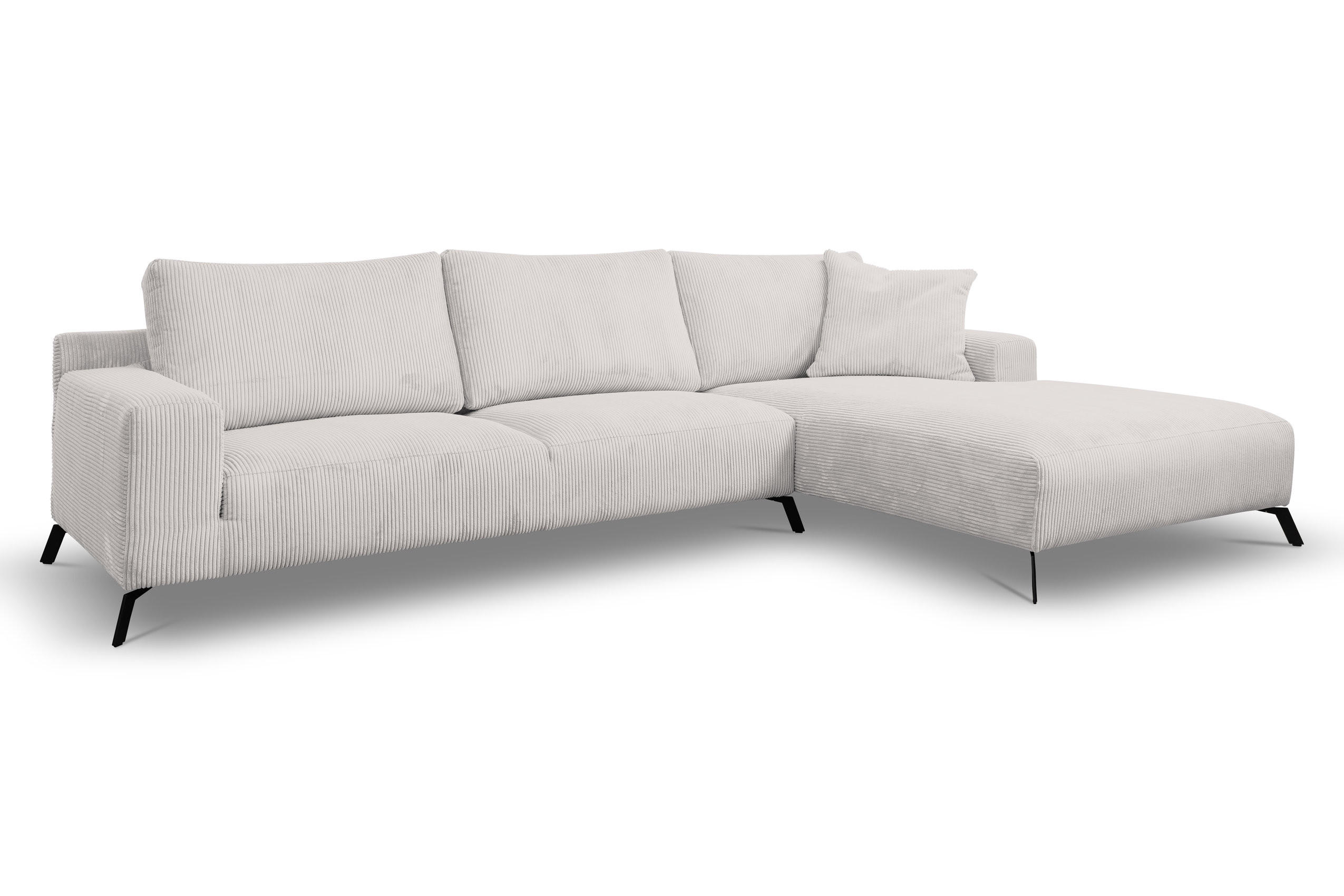 ECKSOFA Aspen in L-Form, Coach Farbe: Beige, Cordstoff, Ottomane Rechts - Beige, Textil (312/187cm) - VENASI MÖBEL