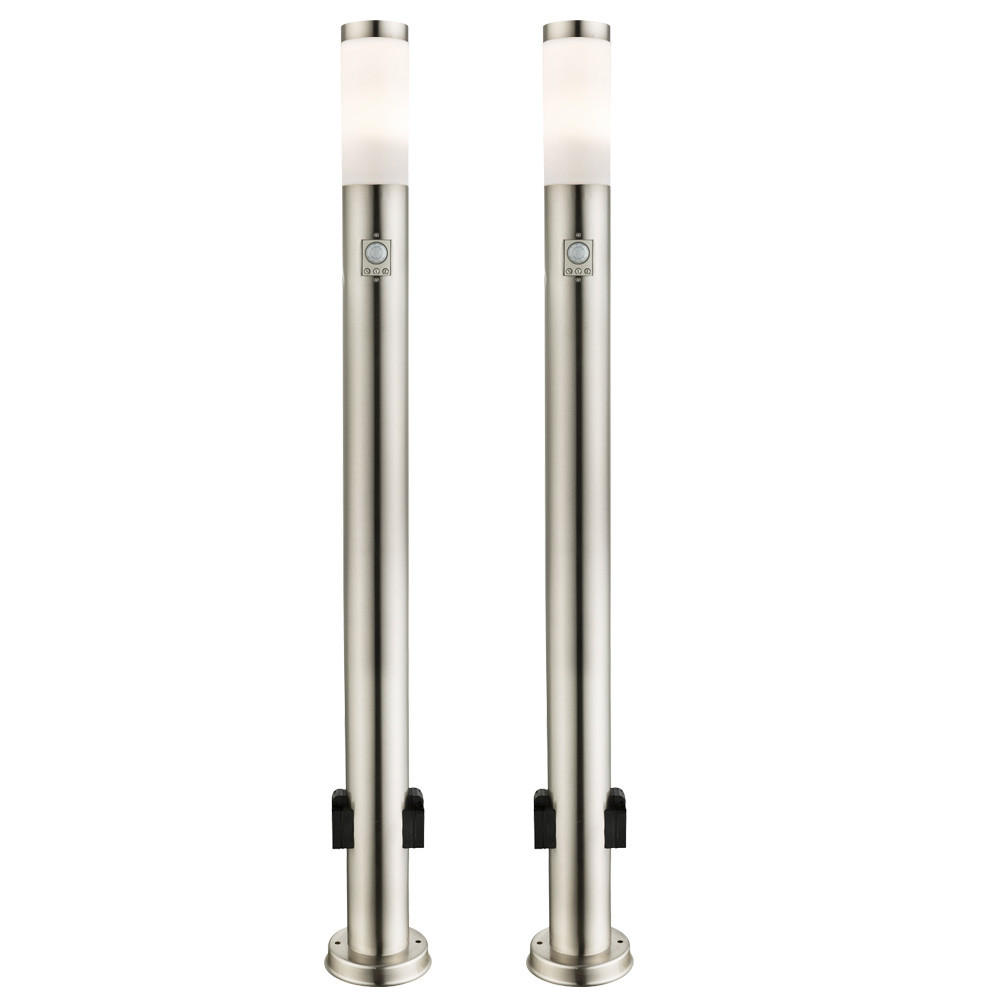LED STEHLEUCHTE Edelstahl Silber 2er Set - Silberfarben, Metall (7.6/7.6/110cm) - Globo Lighting