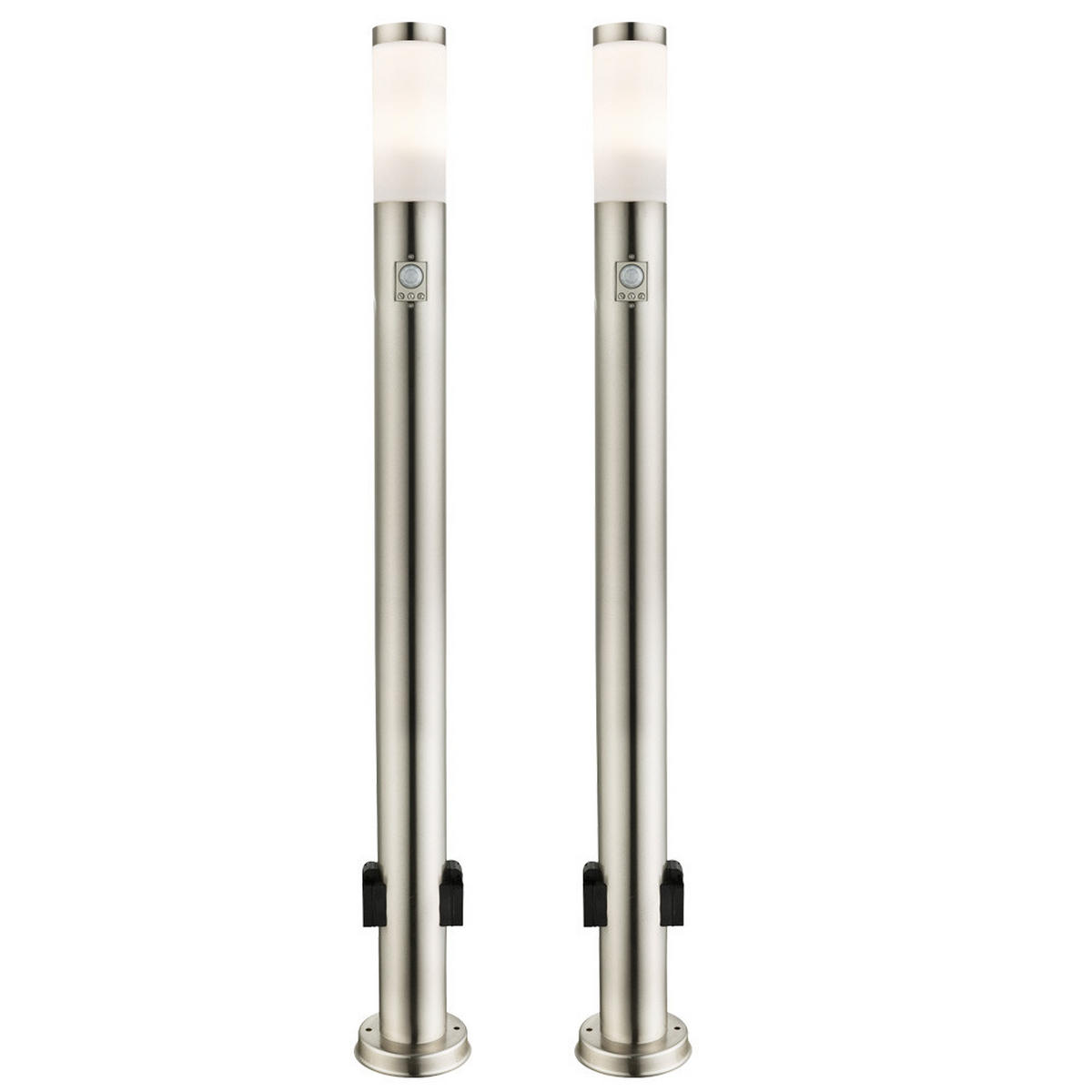 LED STEHLEUCHTE Edelstahl Silber 2er Set - Silberfarben, Metall (7.6/7.6/110cm) - Globo Lighting