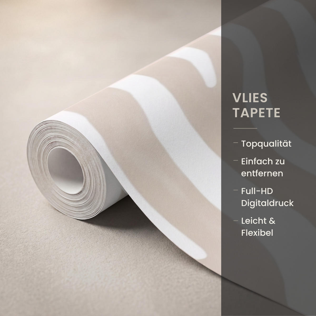 TAPETE - Abstrakt - Zebra - Beige - 400x280 cm - Beige, Papier (400/280cm) - OnlyWow