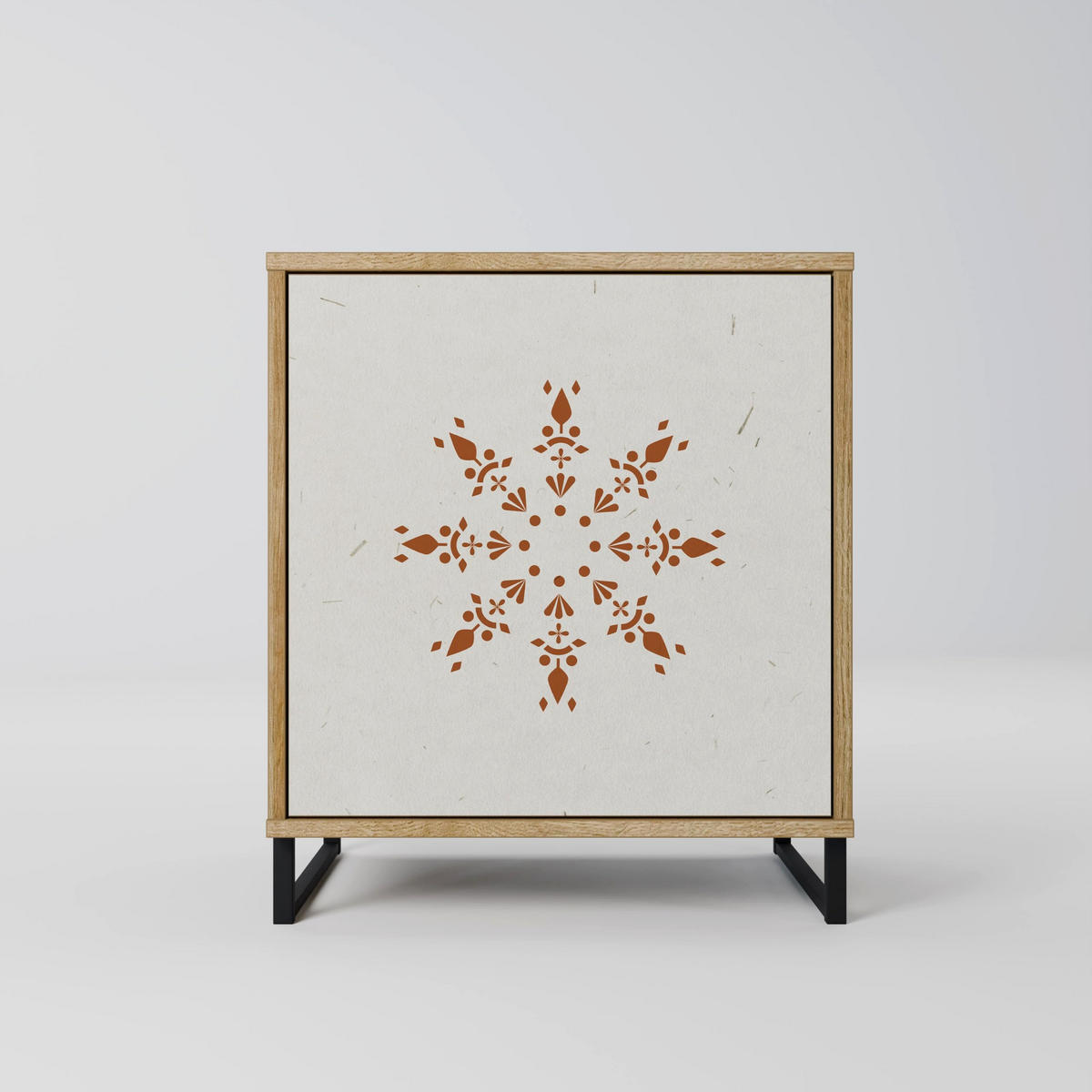 SIDEBOARD DAILY HARMONY, Eichefarben, 57,5x42x70,5 cm, Schwarze Metall-Sternfüße - Eichefarben/Multicolor, Holzwerkstoff/Metall (57.5/70.5/42cm) - SpaceRebels
