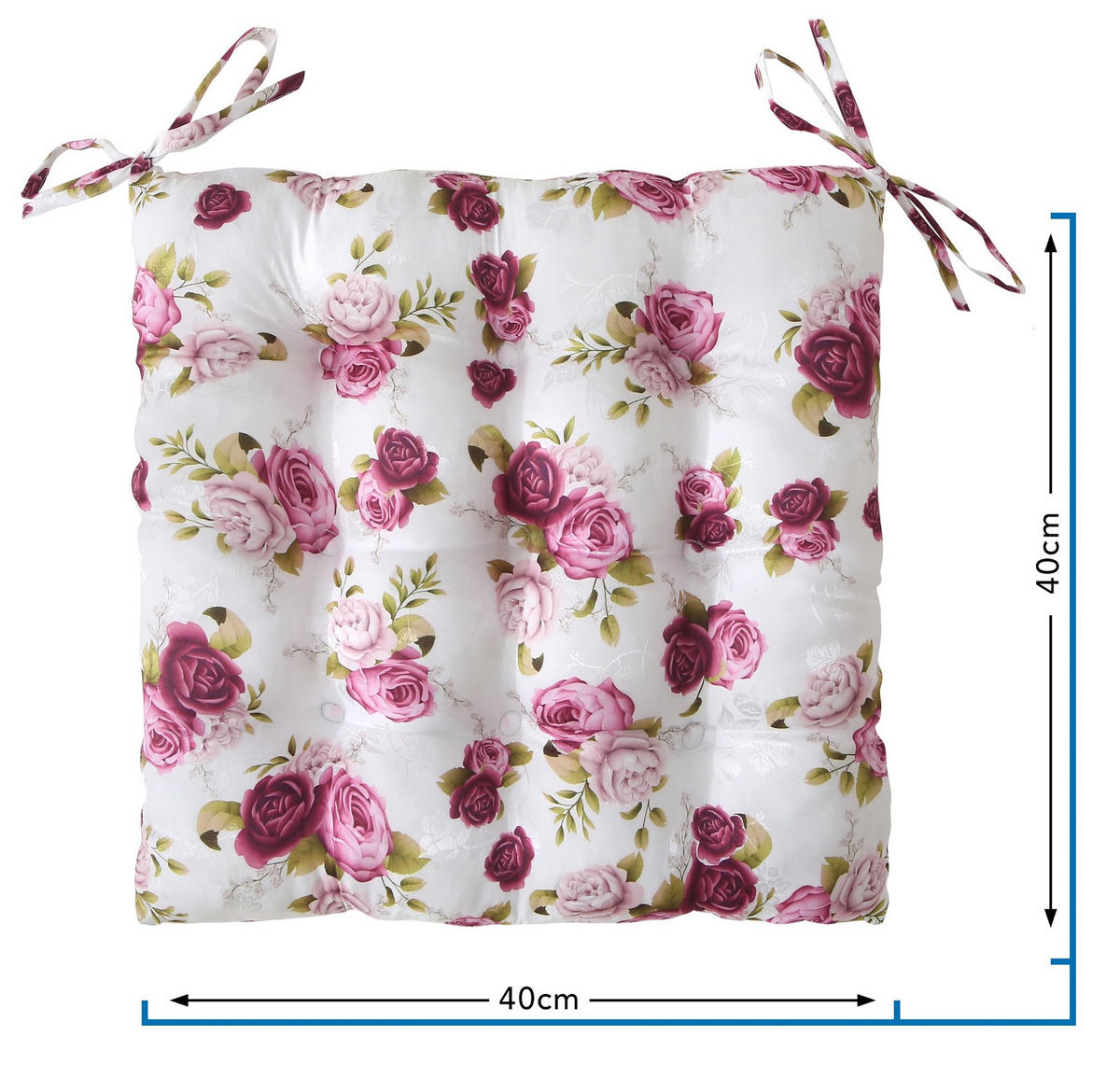 SITZKISSEN 2er Set Rosen 40/40 cm Landhaus-Stil mit Steppung - Pink, Textil (40/40/4cm) - wometo