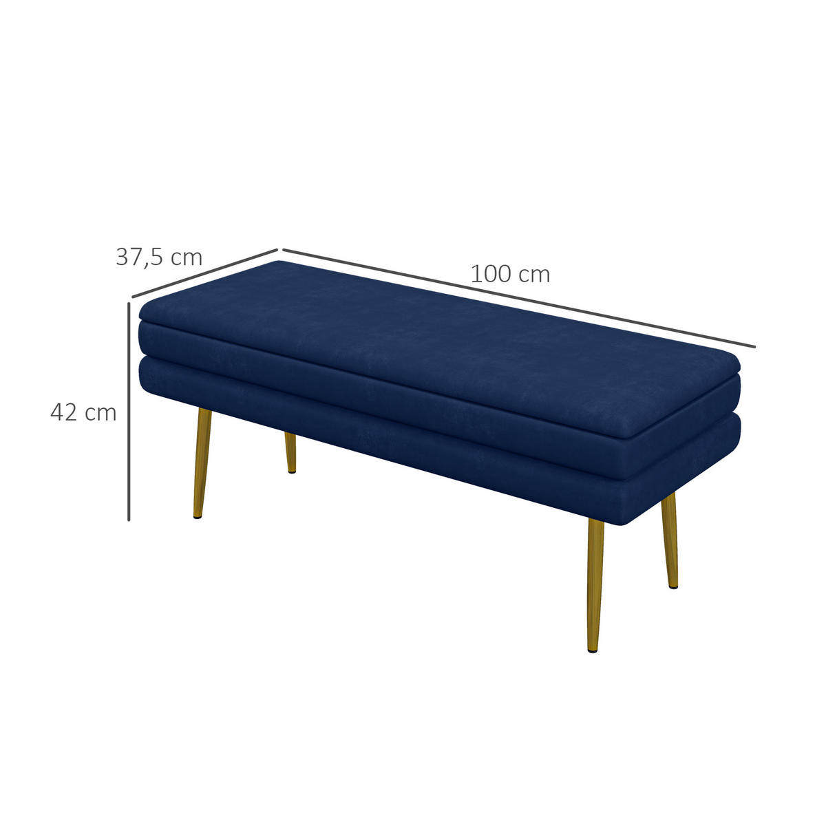 SITZBANK mit Stauraum, Blau - Blau, Kunststoff (37.5/43/79.5cm) - HOMCOM