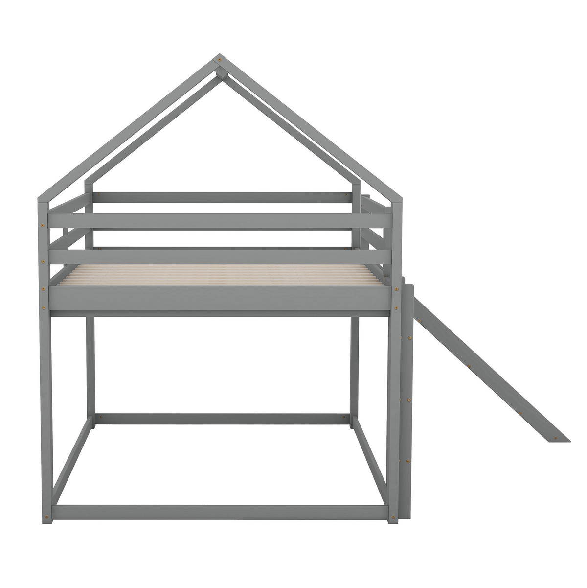 ETAGENBETT 140/200 cm in Grau mit Rutsche und Leiter - Grau, Holz (140/200cm) - OKMYHOME