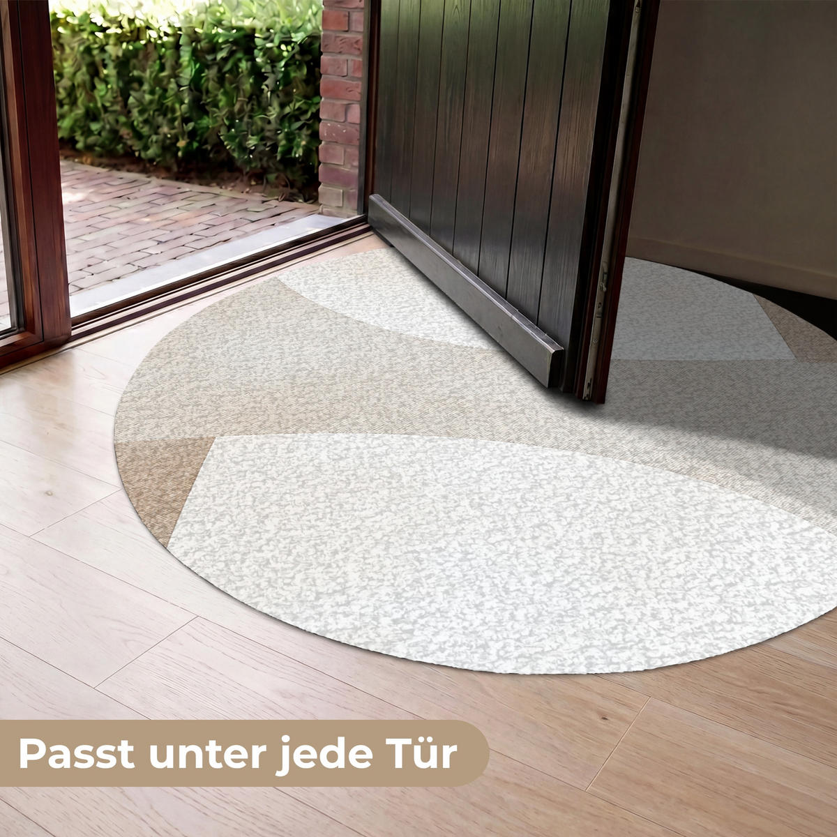 FUSSMATTE Braun - Japandi - Abstrakt Schmutzfangmatte 120x120 cm - Beige, Kunststoff (120/120cm) - MuchoWow