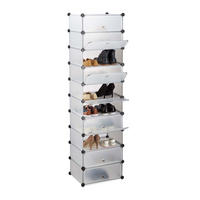 SKOSKÅP Transparent 10 plan - Transparent, Plast/Metall (49/176/37cm) - Relaxdays