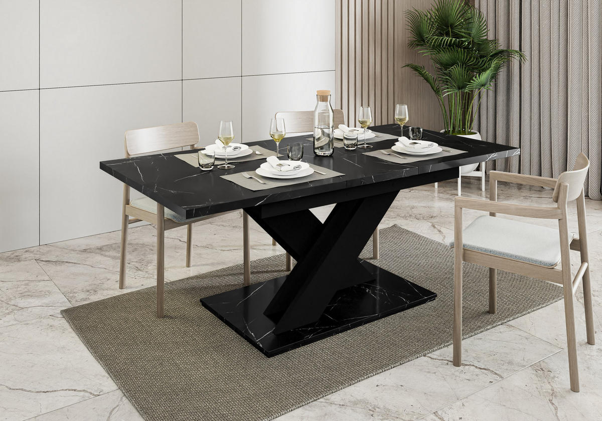 ESSTISCH RUDEN Ausziehbar 140 - 180 / 80 x 76 cm - Hellgrau/Schwarz, Holz (140/80/76cm) - MASSENO