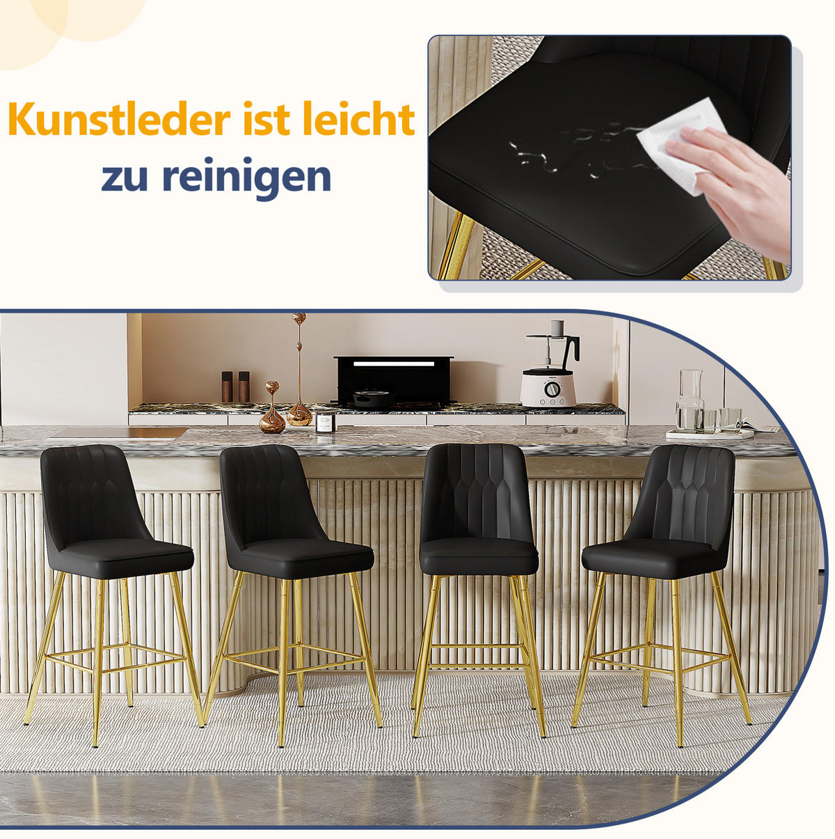 BARHOCKER 2er-Set 100 cm Schwarz mit Metallgestell - Schwarz, Metall (45/100/42cm) - MIVRAY