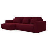ECKSOFA mit Schlaffunktion Samt Stoff Rot - Bordeaux/Rot, Kunststoff/Textil (149/278cm) - Makamii