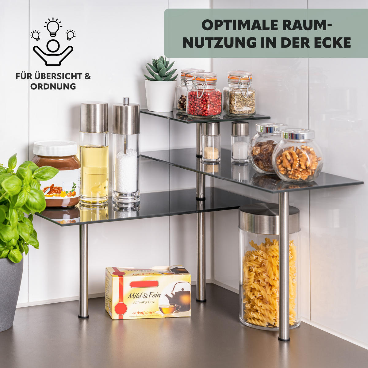 ECKREGAL, grau - Grau, Glas (42/35/42cm) - bremermann