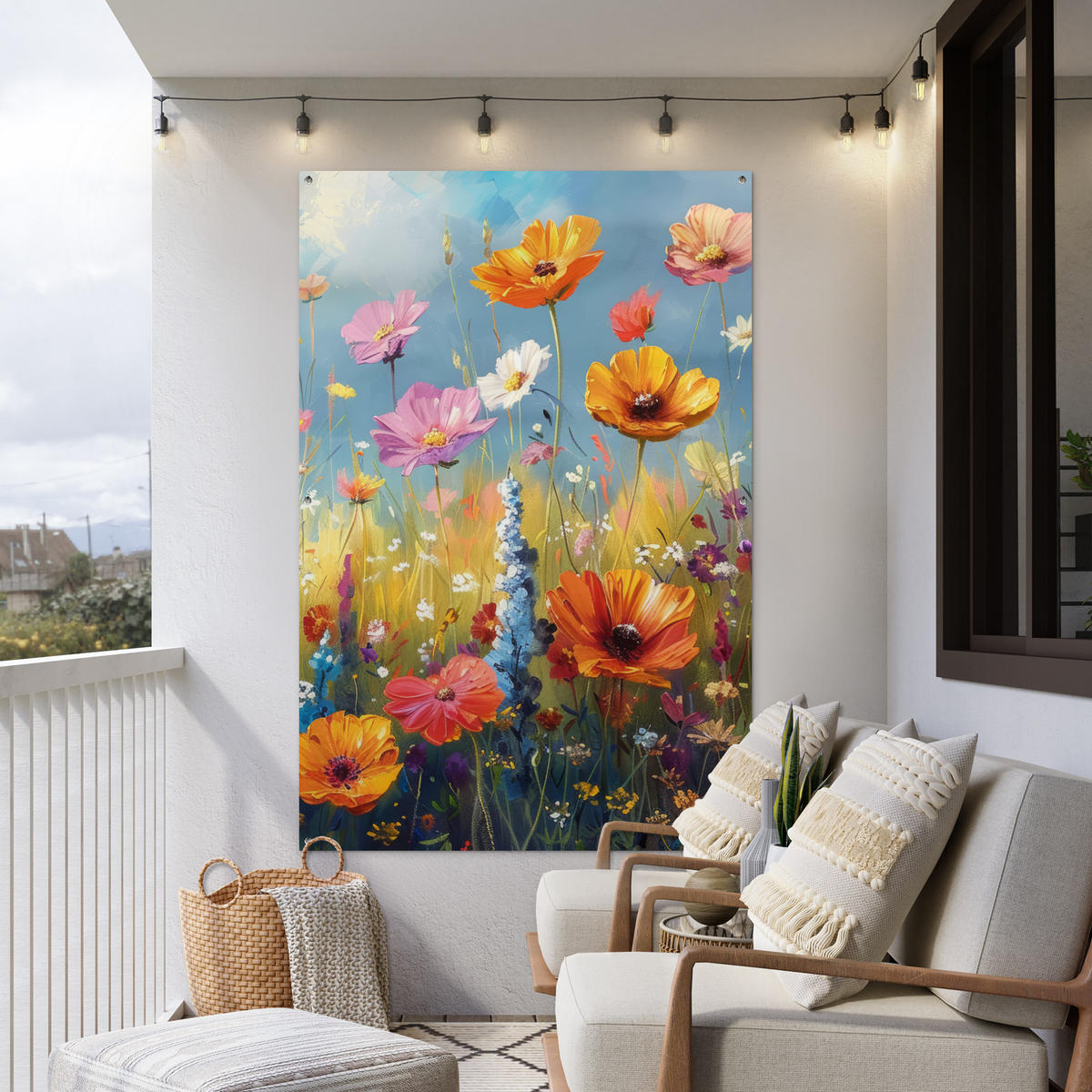 ZAHRADNÍ PLAKÁT Květiny - Příroda - Botanické - Umění 120x180 cm - světle modrá, plast (120/180/0.2cm) - OnlyWow