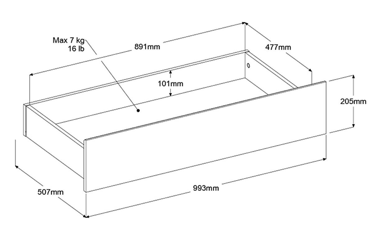 STAURAUMBETT Bett 140x200 cm mit 2 x Bettschubkasten und Ablage - Eichefarben, Holz/Holzwerkstoff (200/140cm) - Parisot Meuble