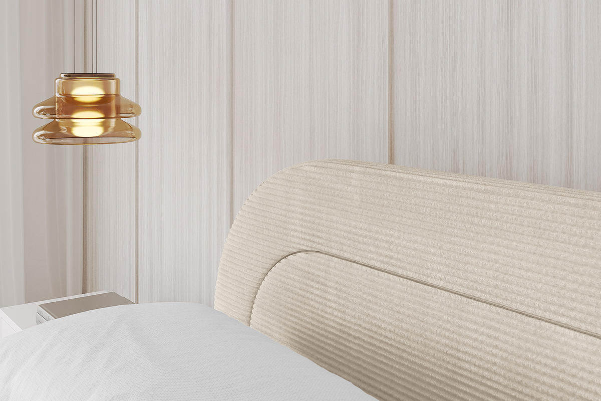 POLSTERBETT mit Bettkasten, Fußteil und Lattenrost, Boxbett mit Matratze H3/H4 - LERIS-v1-Z 120x200 Beige - Creme, Holzwerkstoff/Textil (120/200cm) - ALTDECOR
