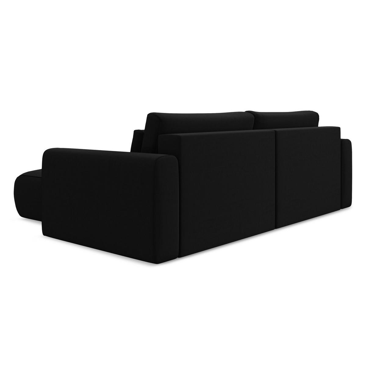 ECKSOFA mit Schlaffunktion Samt Stoff Schwarz - Schwarz, Kunststoff/Textil (240/149cm) - LaMiaSofa