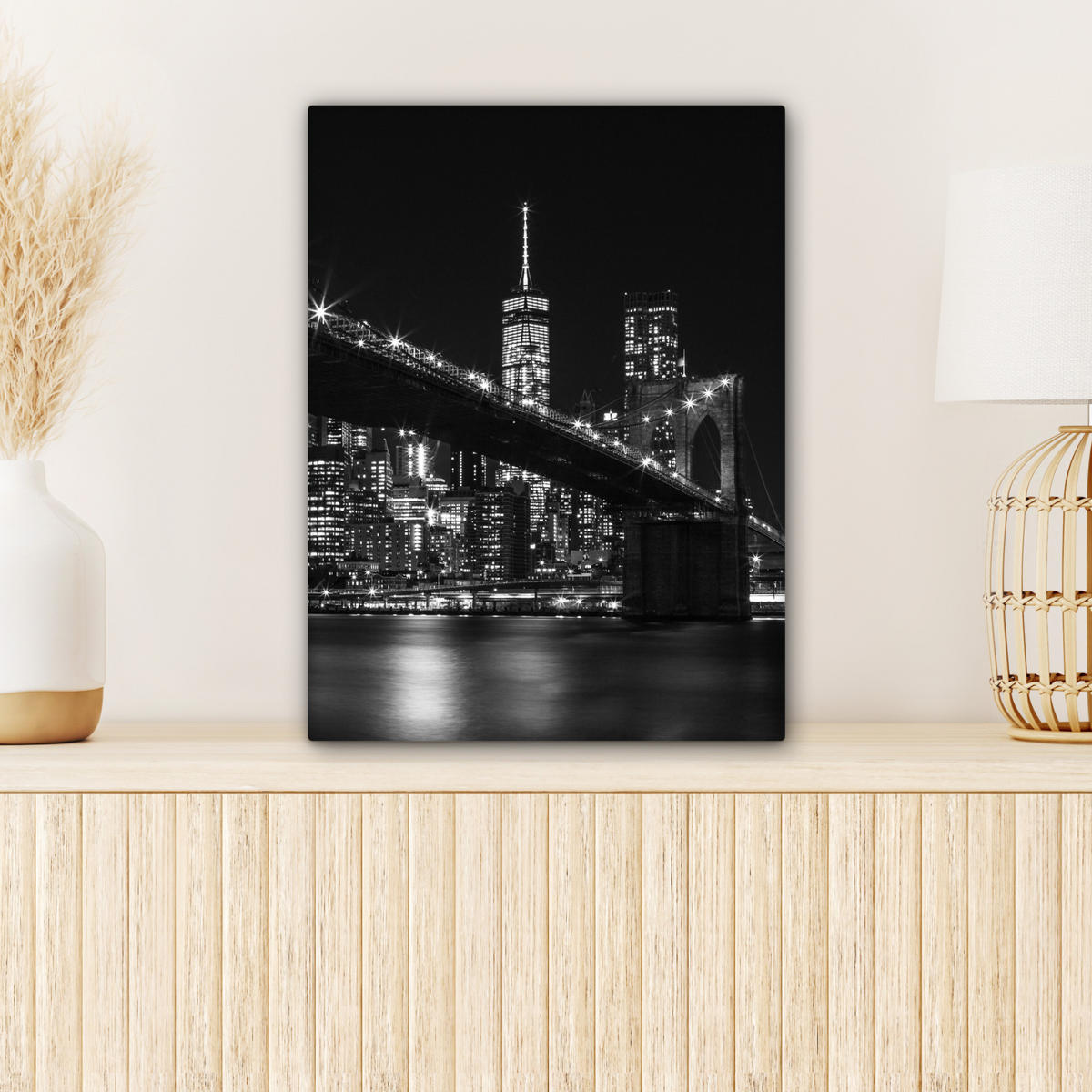LEINWANDBILD New York - Brooklyn - Brücke 30x40 cm - Schwarz, Textil (30/40cm) - MuchoWow