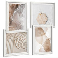 BILDER SET 4er Set - 50x50 cm & 40x60 cm Weißer Rahmen - Abstrakte bemalte Strukturen - Weiß, Kunststoff (50/50cm) - TULUP