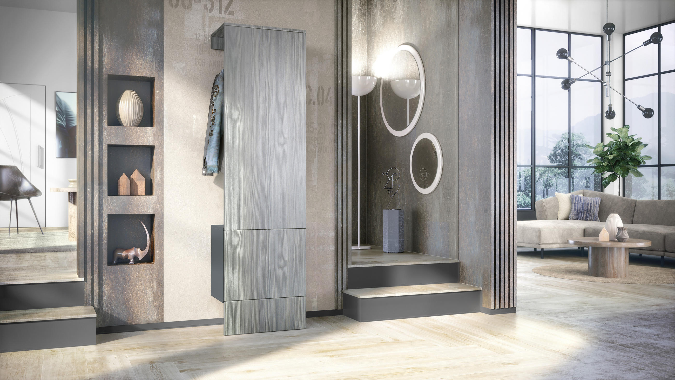 GARDEROBE Carlton Paneel in Avola-Anthrazit - Anthrazit, Holzwerkstoff (52/193/35cm) - Vladon