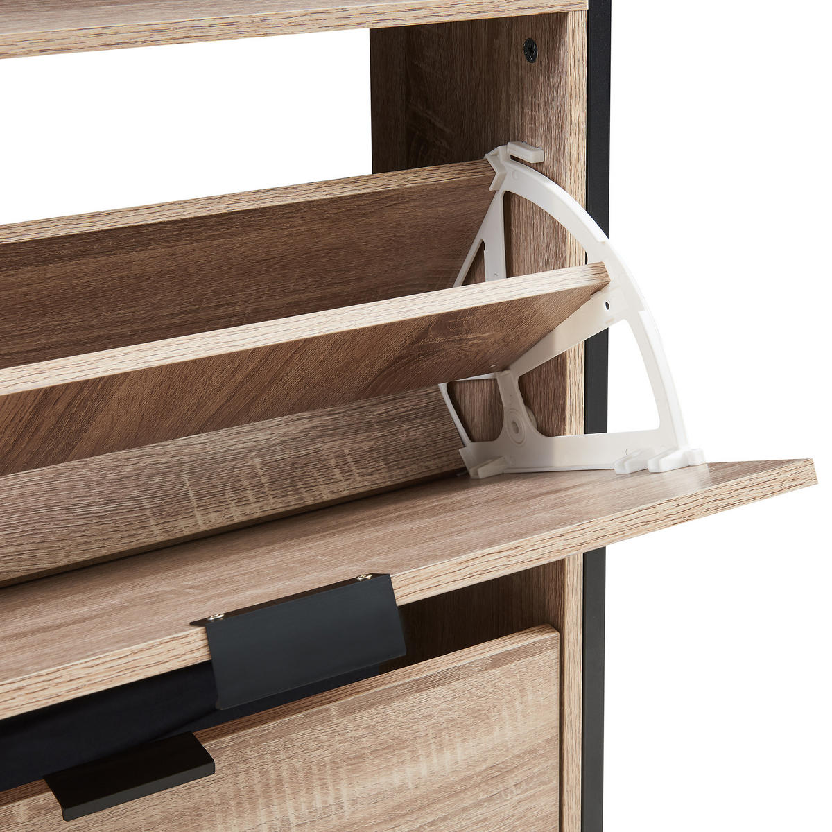 SCHUHKIPPER Belana - Eichefarben/Schwarz, Holzwerkstoff/Metall (60/115.5/23.5cm) - [en.casa]