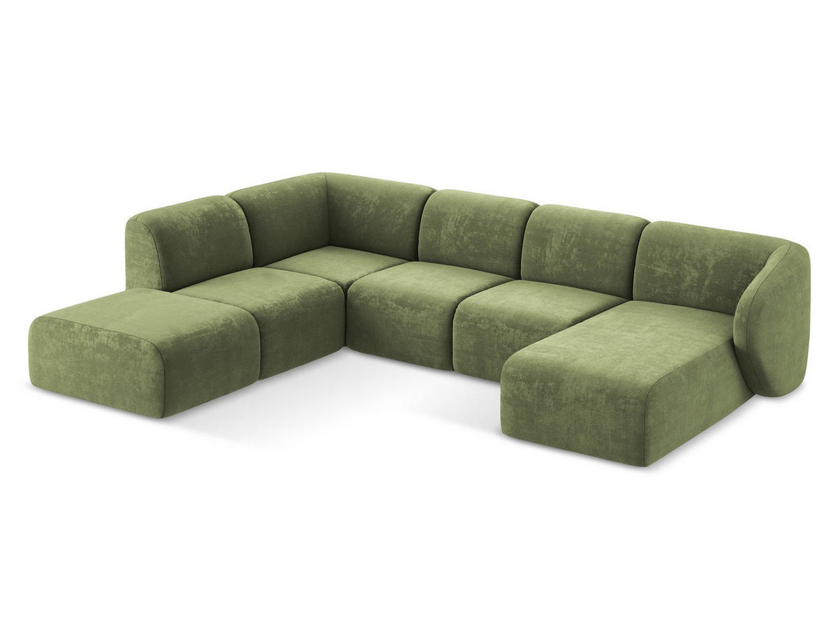 SOFAELEMENT Rechts Chenille Stoff Grün - Limette/Schwarz, Holzwerkstoff/Kunststoff (91/75/166cm) - Makamii