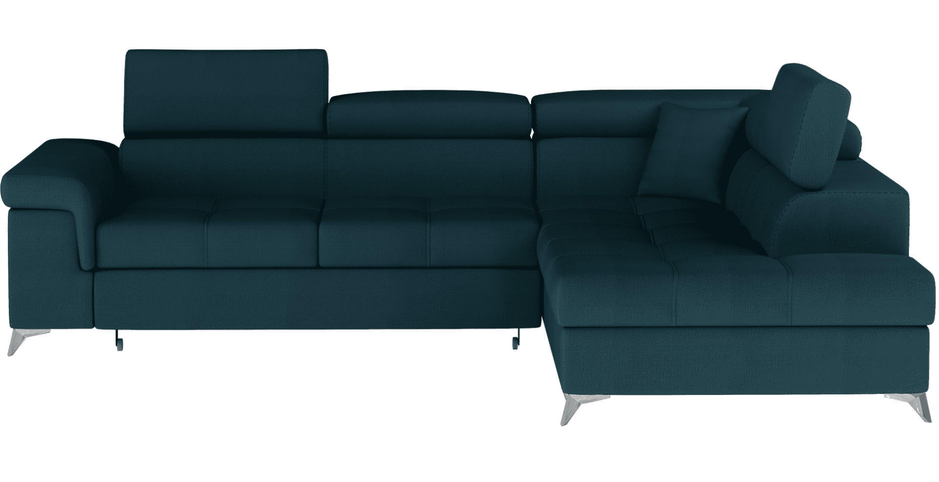 ECKSOFA mit Schlaffunktion und Bettkasten, pflegeleichter Monolith-Stoff - Chromfarben/Dunkelblau, Textil/Metall (202/275cm) - Eltap