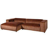 ECKSOFA 304x164x69 Ottomane links Cord kupfer VALENCIA - Rot, Kunststoff (304/164cm) - Massivmoebel24