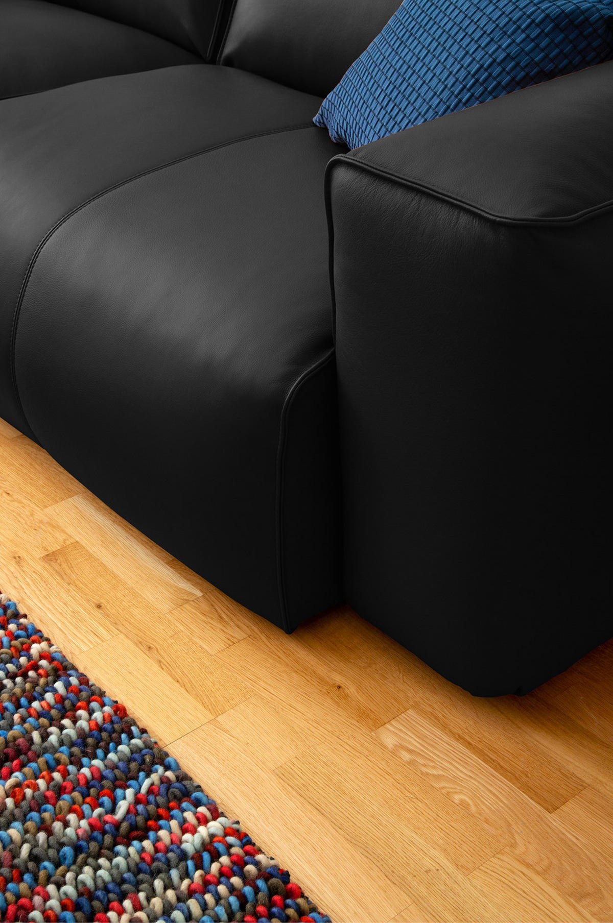 3-SITZER SOFA - Schwarz, Leder/Kunststoff (251/71/102cm) - home24