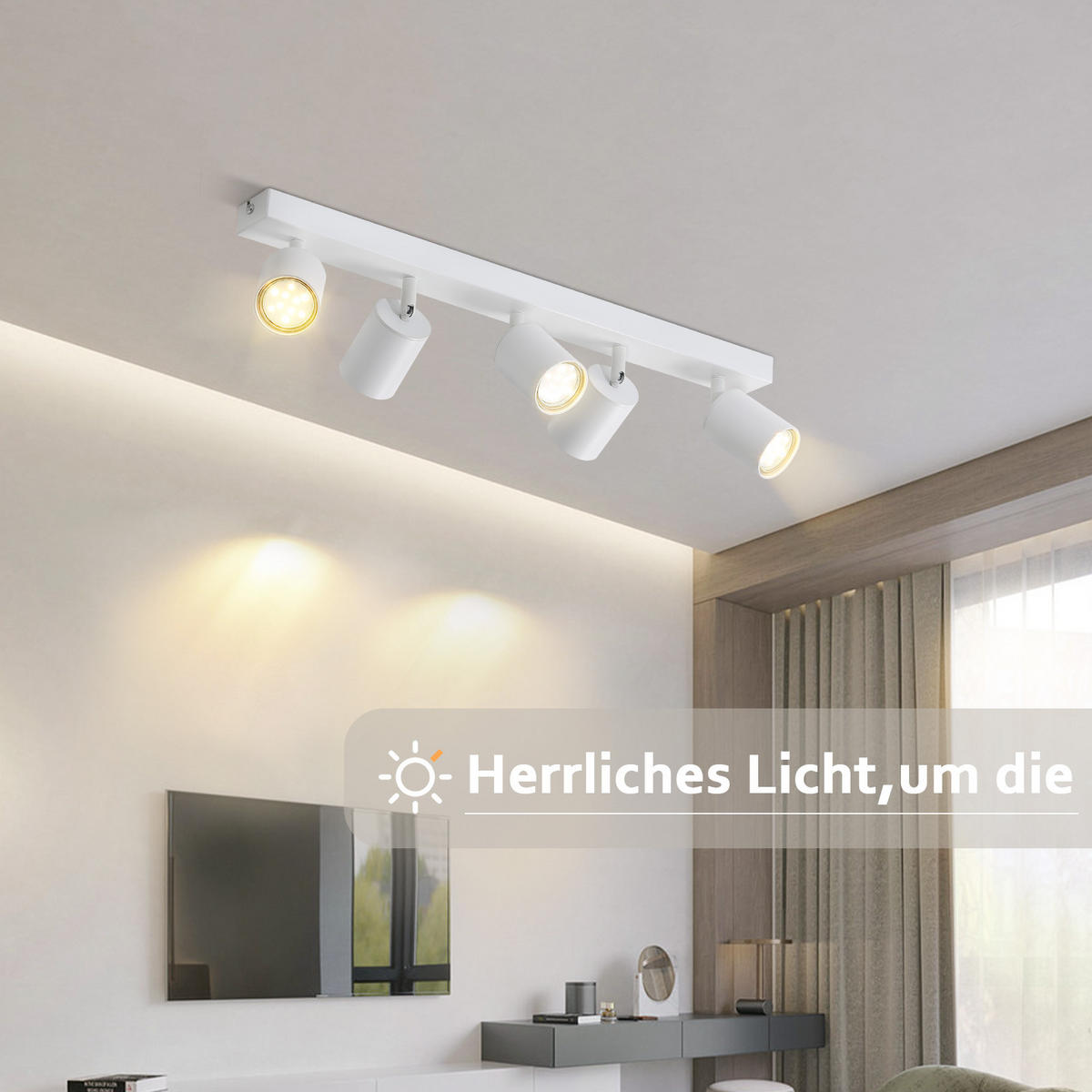 STRAHLER Roger 5-flammig 55/3/14 cm - Weiß, Metall (55/3/14cm) - Nettlife